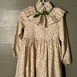 Floral Long Sleeve Dress with Green Accents